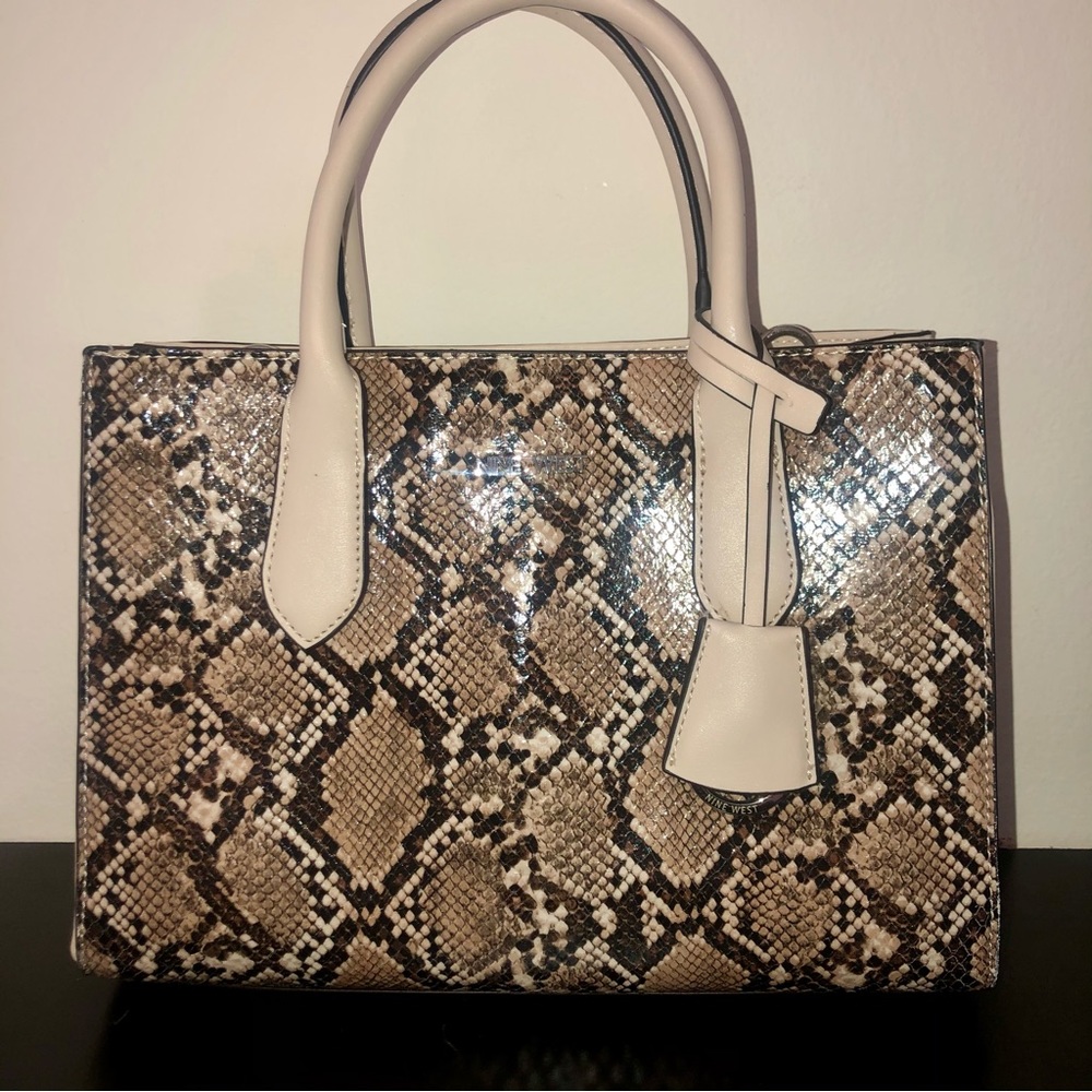 Nine West snake print hand bag with adjustable clip on strap